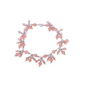 Silver chain with acrylic pink bead dangle bracelet